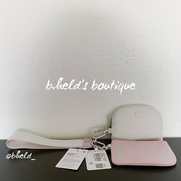lululemon Dual Pouch Wristlet in White Opal/Pink Peony OS Brand New NWT - Picture 1 of 15